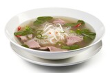 Pho Bo Soup, Traditional Vietnamese Meat Broth with Noodle, Abstract Generative AI Illustration