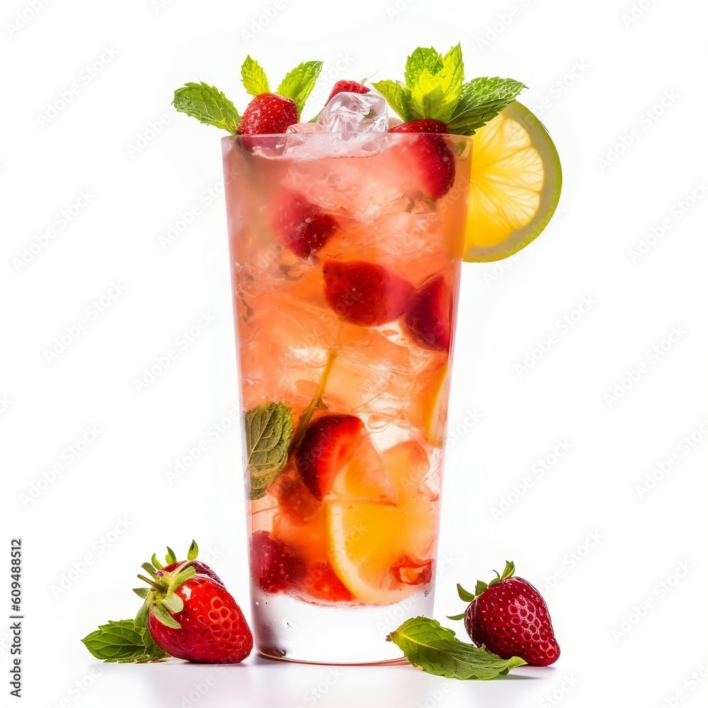 cocktail with strawberry and mint cocktail with strawberry and mint
