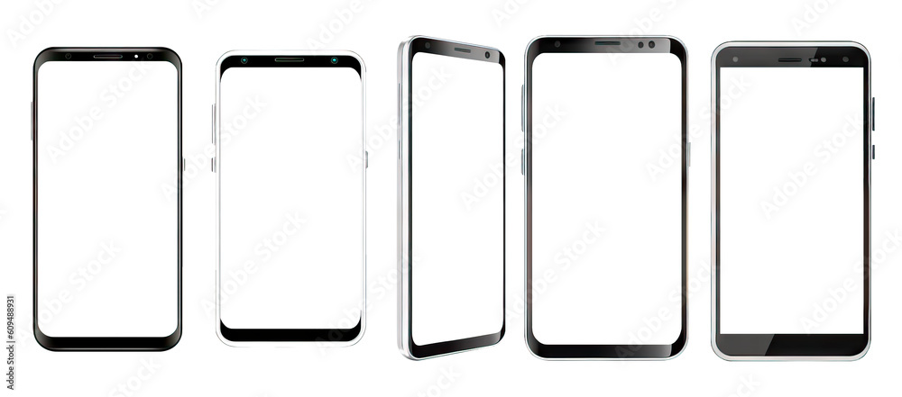 Smartphone mockup, outline, flat style screen. Phone mock on White Background Smartphone mockup, outline, flat style screen. Phone mock on White Background
