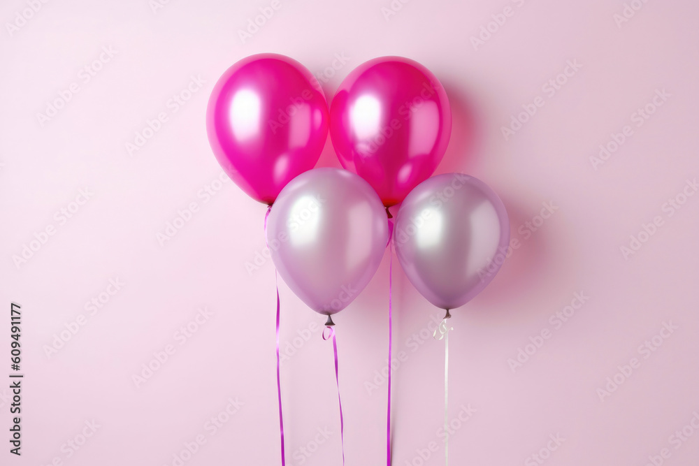 Joyful Pink Balloons. Generative AI