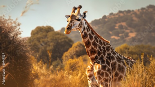 portrait of the giraffe in the savannah