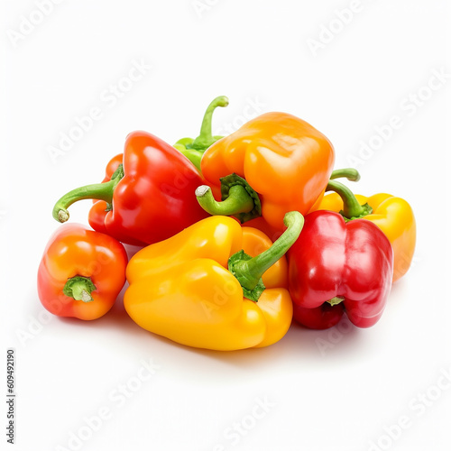 Fotografie, Tablou An isolated bunch of capsicum on a white background generative AI technology