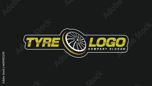 modern tyre shop logo, wheel repair and changing tires
