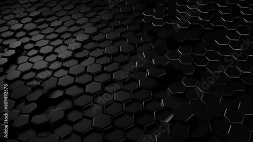 abstract black background with hexagonal background © Milan