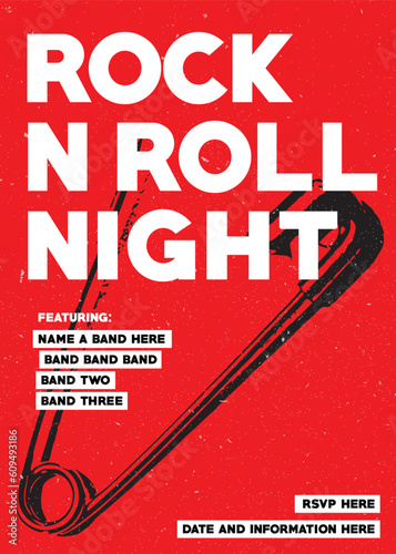 music festival or fest, gig or gigs poster, brochure or pamphlet, for band or event, punk, metal, pop loud musics, rock and roll night