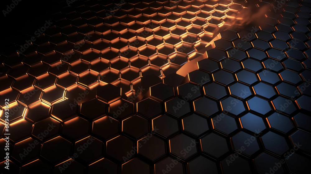 Obraz premium abstract black background with hexagonal background