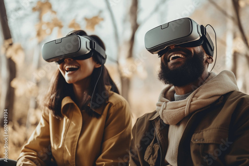 Two persons having fun while using VR headsets © Svante Berg
