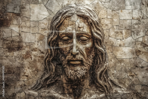 Jesus Christ, Jesus of Nazareth, Jesus of Galilee. Religious leader revered in Christianity, one of the world's major religions. Bible, God, religious, belive, pray. Generative AI