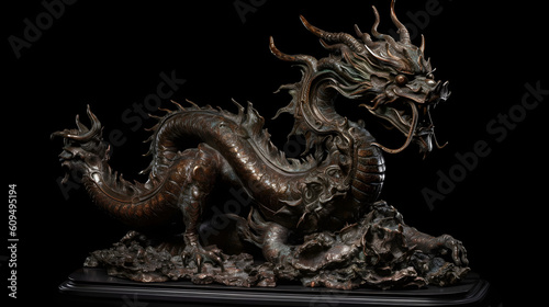 chinese dragon statue. Generated AI © Noel