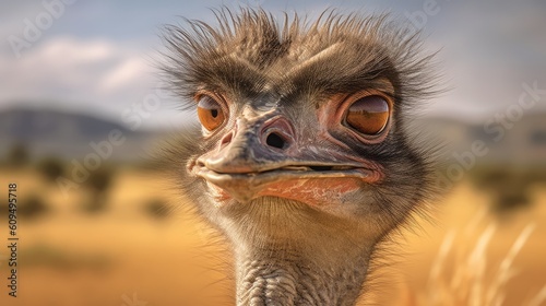 African ostrich head close up