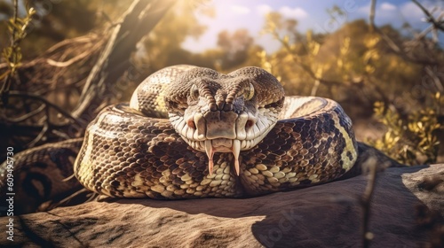 African rock phyton snake close up portrait 
