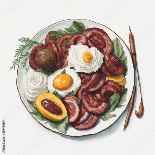 bandeja paisa watercolor on white background