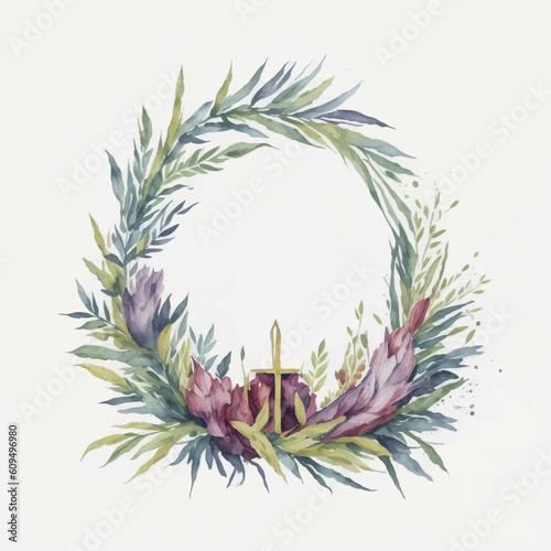 holy week watercolor on white background