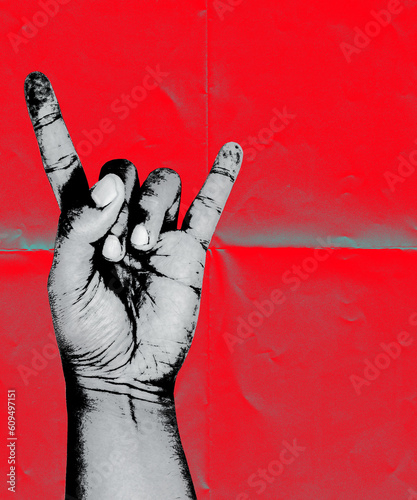 grunge poster background, metal hand sign art graphic design rock retro banner, Punk Rock Show Gig Poster Flyer music event Template