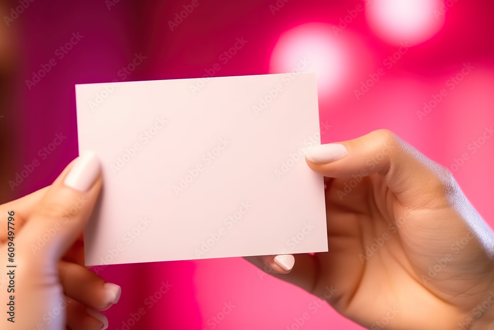 Obraz premium A person holding up a white piece of paper. Generative AI.