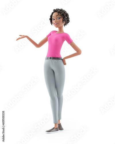3d beautiful woman presenting pose