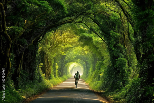 Bike Cycling Bicycle Summer Travel Adventure  Scenery on Active Vacation with  Fun Outdoor Sports Backpacking Camping Mountains Adrenaline Vintage Riding Vehicle Ride Wheel Transport Generative AI