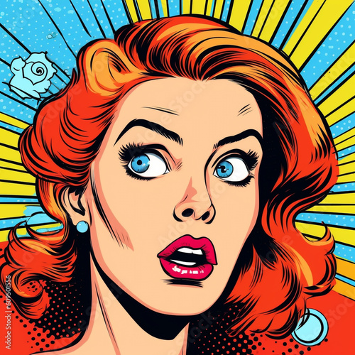 Pop Art style comic book panel with terrified woman in a panic screaming in fear vector poster design illustration, Created using generative AI tools.