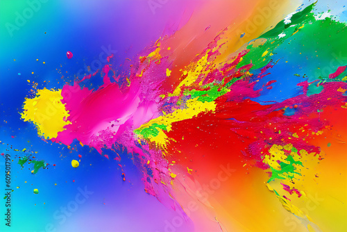 Endless possibilities in the form of colorful stains  splashes and blobs on canvas. Expression  art  innovation concept created with generative AI.