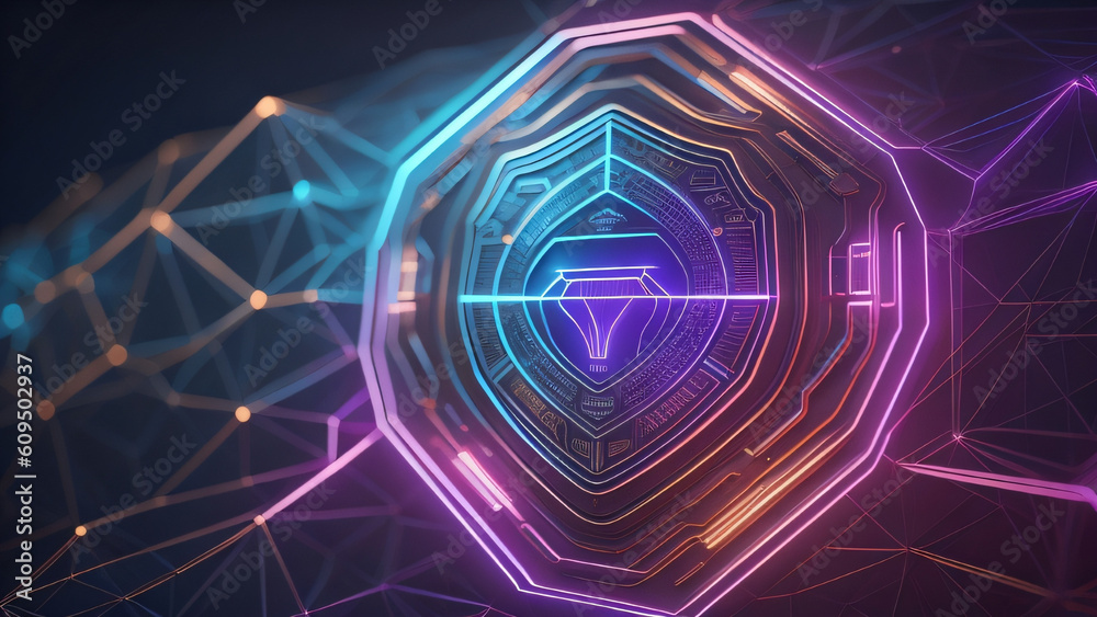 Fototapeta premium Illustration of a high-tech security system shield