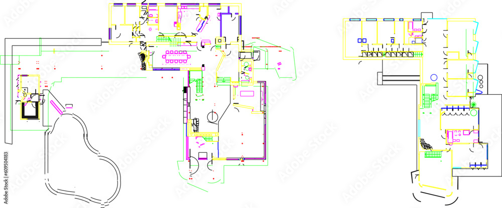 Fototapeta premium Vector illustration sketch of modern minimalist vacation villa house plan