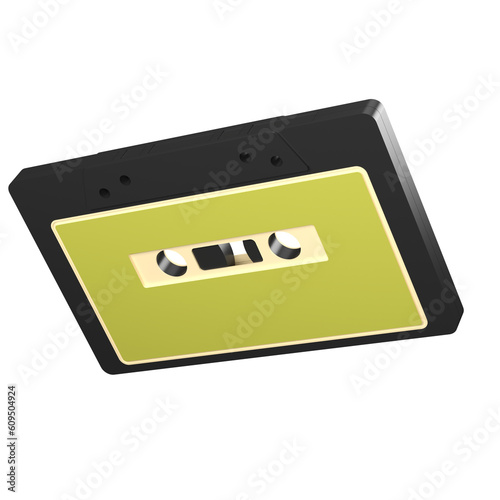 3D rendering of a retro cassette illustration