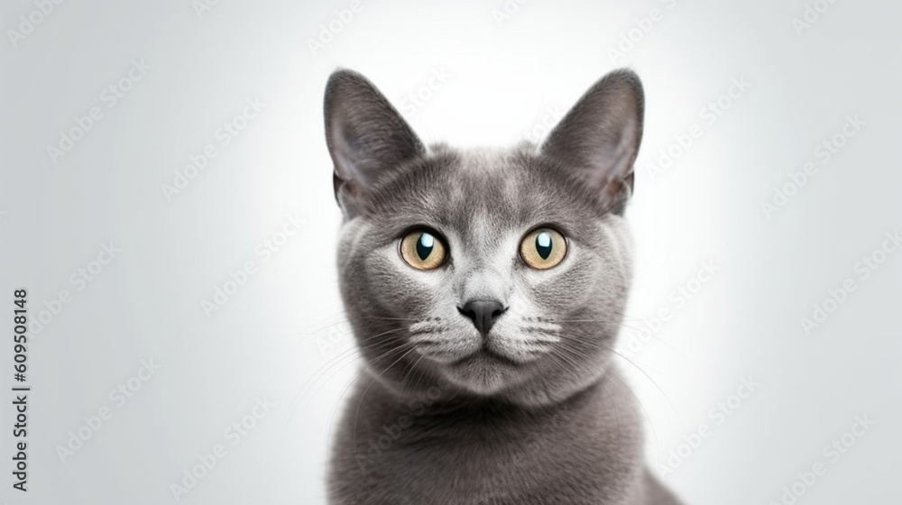 Adorable cat on a white background in different poses. Cat for advertisement. Kitten with white background. Bottomless cat. AI generated image. Adorable cat on a white background in different poses. Cat for advertisement. Kitten with white background. Bottomless cat. AI generated image.