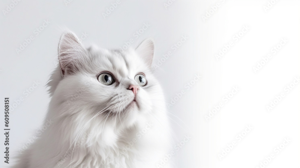 Adorable cat on a white background in different poses. Cat for advertisement. Kitten with white background. Bottomless cat. AI generated image. Adorable cat on a white background in different poses. Cat for advertisement. Kitten with white background. Bottomless cat. AI generated image.