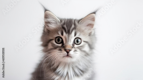 Adorable cat on a white background in different poses. Cat for advertisement. Kitten with white background. Bottomless cat. AI generated image. © Moon Project