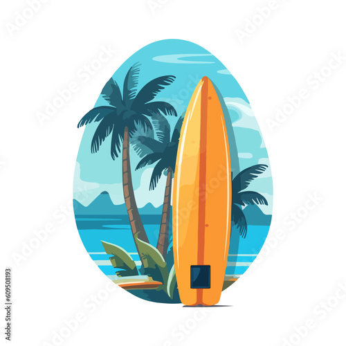 surfing on the beach surfboard vector, summer activity beach