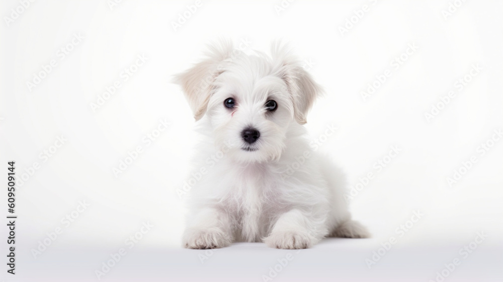 Adorable dog on a white background in different poses. Dog for advertisement. Bottomless dog. Puppy with white background. AI generated image.
Adorable dog on a white background in different poses. Dog for advertisement. Bottomless dog. Puppy with white background. AI generated image.