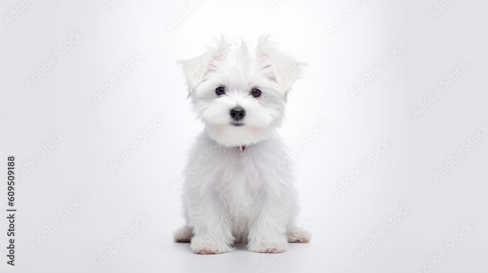 Adorable dog on a white background in different poses. Dog for advertisement. Bottomless dog. Puppy with white background. AI generated image.
Adorable dog on a white background in different poses. Dog for advertisement. Bottomless dog. Puppy with white background. AI generated image.