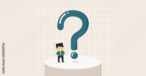 デフォルメ ビジネス人物イラスト 男性 悩み アイキャッチ 背景 ベクター デザイン  1:1.191