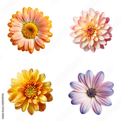 Selection of Various Flowers Isolated on Transparent Background. Created with Generative AI Technology