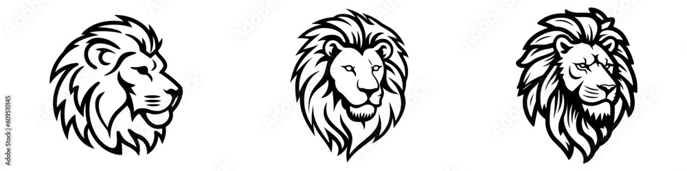 Lion logo set - vector illustration, emblem design on white background.
