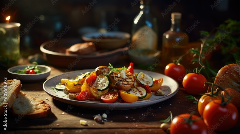 Natural Colors and Textures of a Delicious Plate of Food for Cooking Website. Generative AI. Natural Colors and Textures of a Delicious Plate of Food for Cooking Website. Generative AI.
