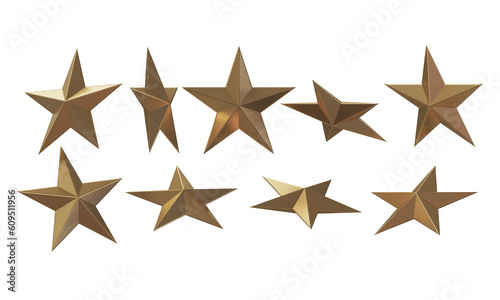 golden stars Cut out, or isolated on white background