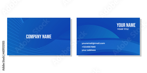 business card design with blue wave gradient background