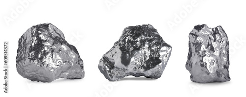 Set of silver nuggets on white background