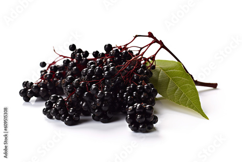Elderberry fruit on white background generative ai