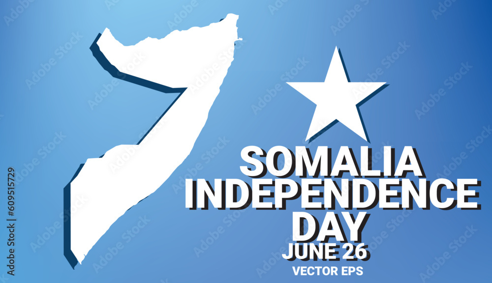 Somalia white land map with Somalia flag background and bold text to