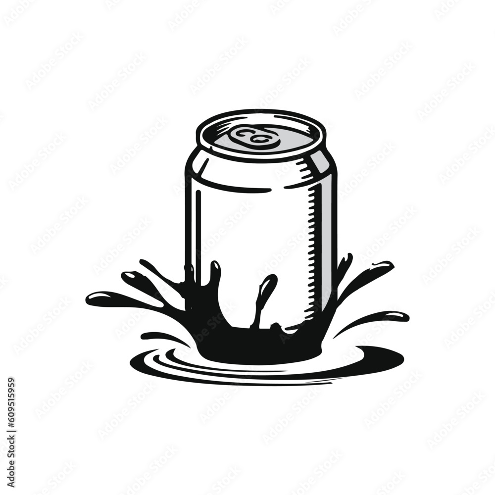 Splash aluminum blank can icon vector template with water wave liquid illustration Splash aluminum blank can icon vector template with water wave liquid illustration