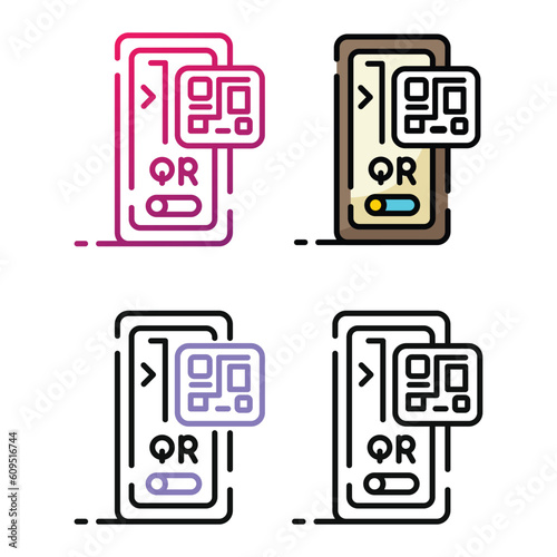 Payment barcode icon design in four variation color