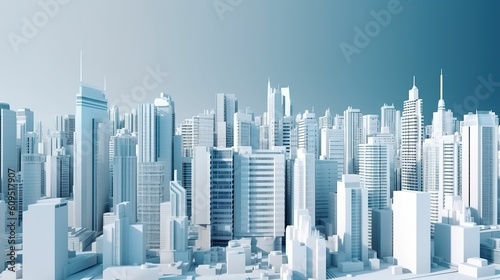 Beautiful skyline of the city, like 3d model.