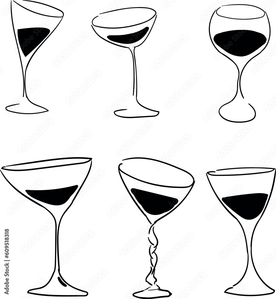 Crooked glasses for wine and champagne Crooked glasses for wine and champagne
