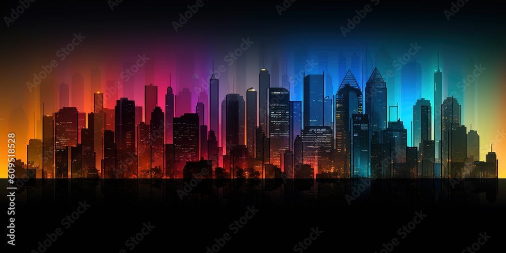 Beautiful skyline of the city at night