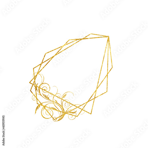 Gold frame isolated on a white background. Holiday cards. Wedding invitations.