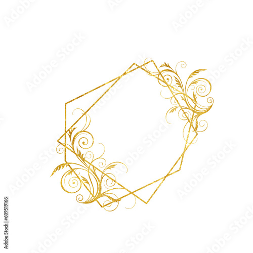 Gold frame isolated on a white background. Holiday cards. Wedding invitations.