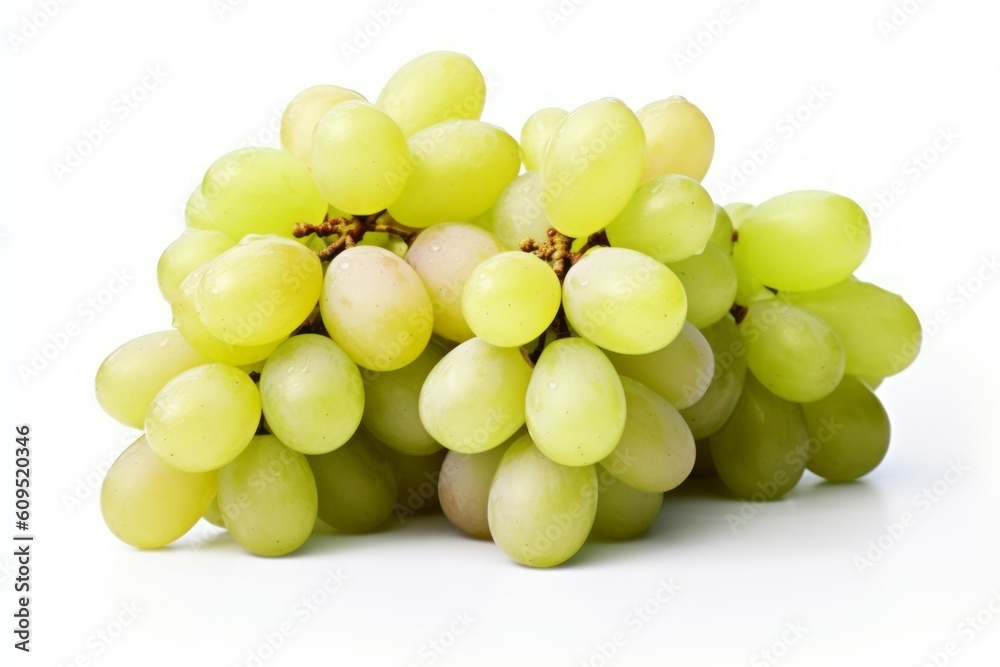 Appetizing tasty white table grapes. The concept of proper nutrition and vitamins in the crop. AI generated