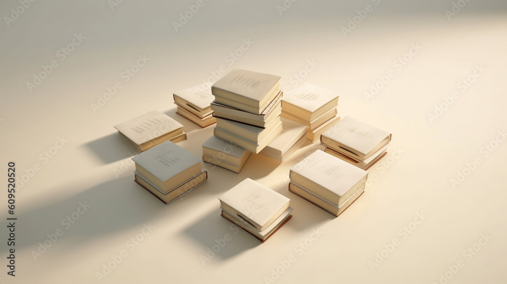 Sleek and modern floating books backdrop. Generative IA
